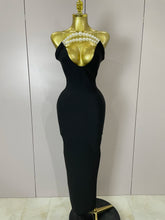 Sexy Backless Strapless Black Beading Long Bandage Bodycon Dress 2025 Women Celebrity Elegant Evening Luxury Birthday Dresses